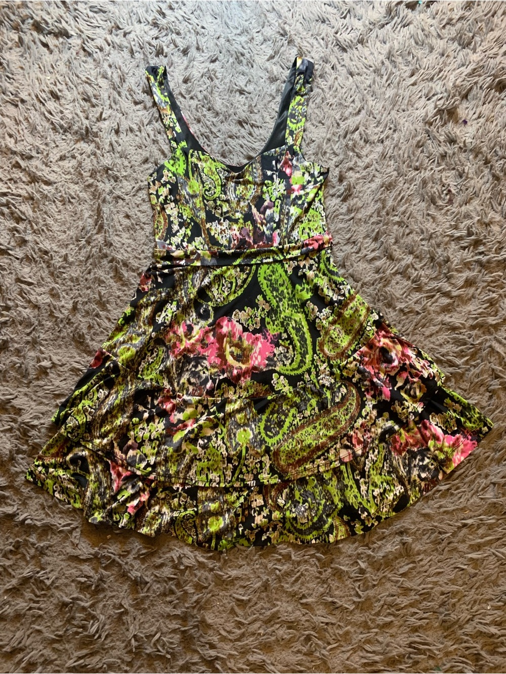 Free People Abstract Floral Tiered Tank Mini Dress sz S